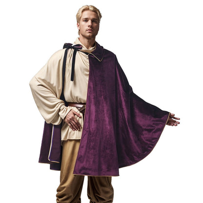 Medieval Musketeer Cape Women Men Steampunk Shawl Half Shoulder Samurai Cloak LARP Warrior Cape Medieval Halloween Costume