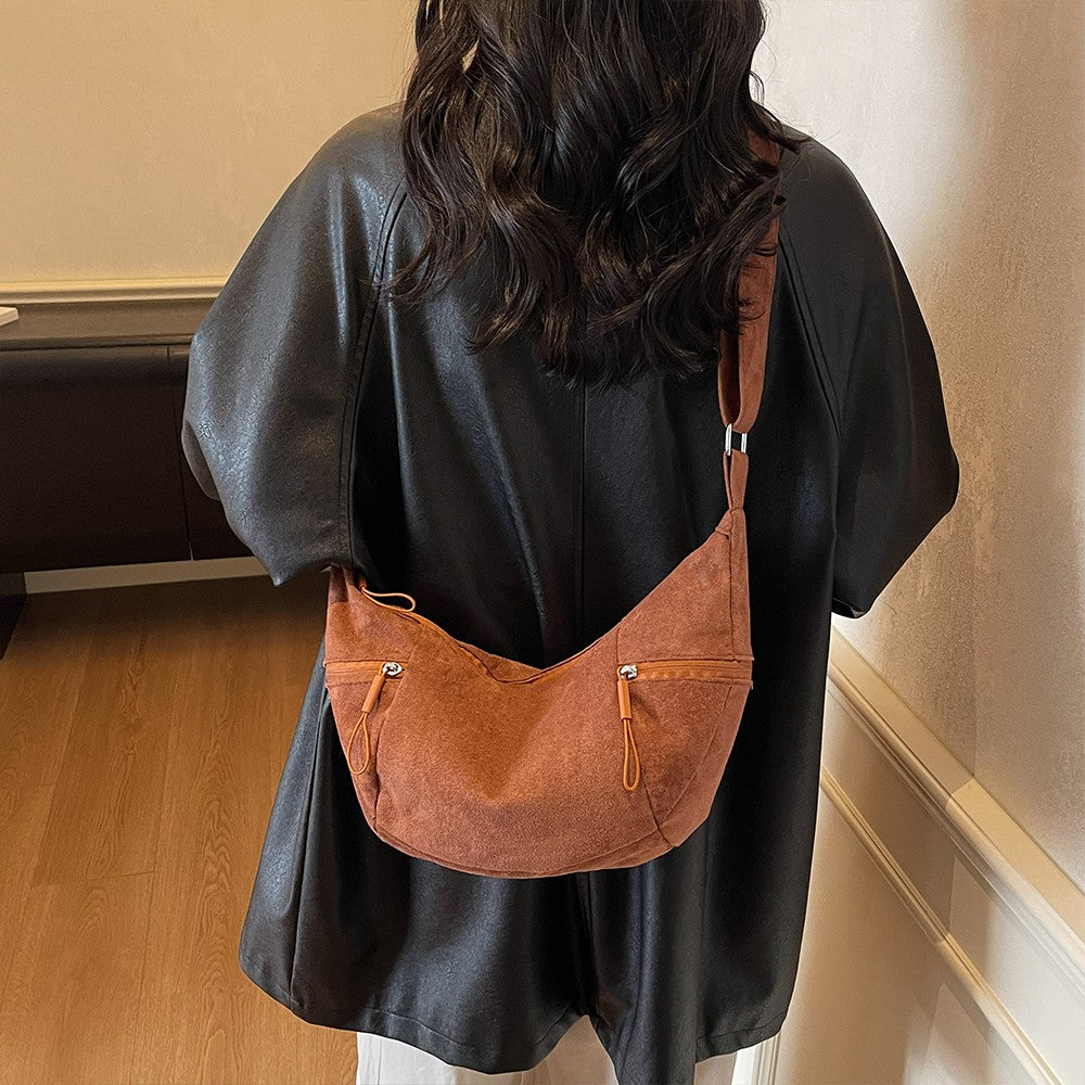 Imitation Suede Bag, New Crossbody Bag, Women's Bag, High-End Feel, Shoulder Bag, Large Capacity Commuting Dumpling Bag