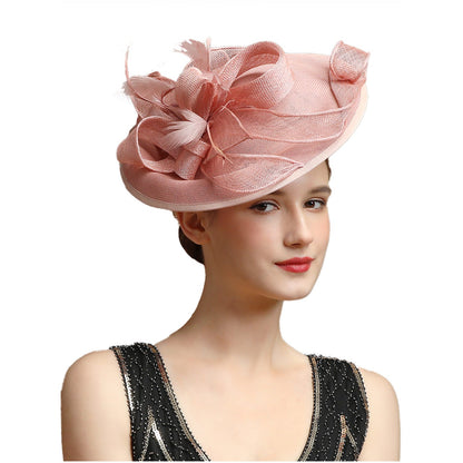 Grande Chapéu Fascinator Sinamay em Promoção Quente Chique Colorido Kentucky Derby Hat Chapéu de Chá com Flores Adorno de Cabeça Feminino Cartola Chapéu de Igreja