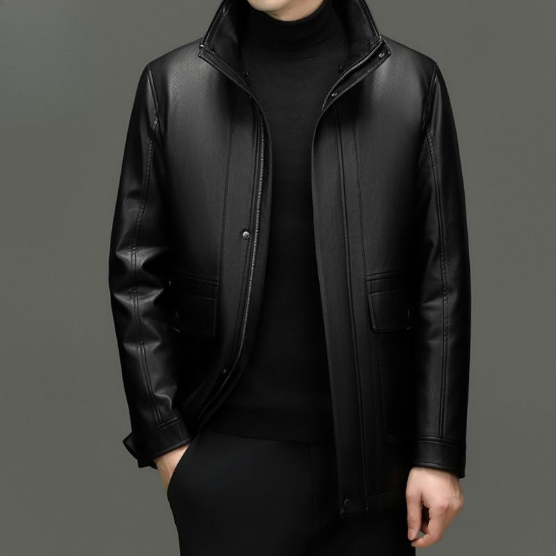 Outcoat Winter Faux Leather Jacket Detachable Golden Mink Fleece Inner Lining Top Layer Faux Deerskin One-piece Warm Men's Coat