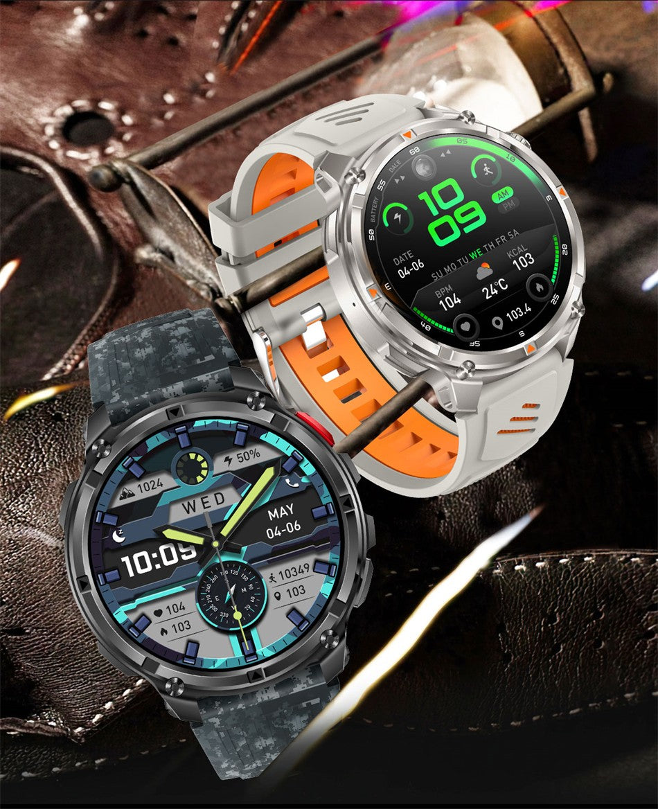 New Outdoor Ultra Durable Men Smartwatch Heart Rate Bluetooth Call 5ATM Waterproof Sport Smart Watch 1100mAh Battery Custom dial