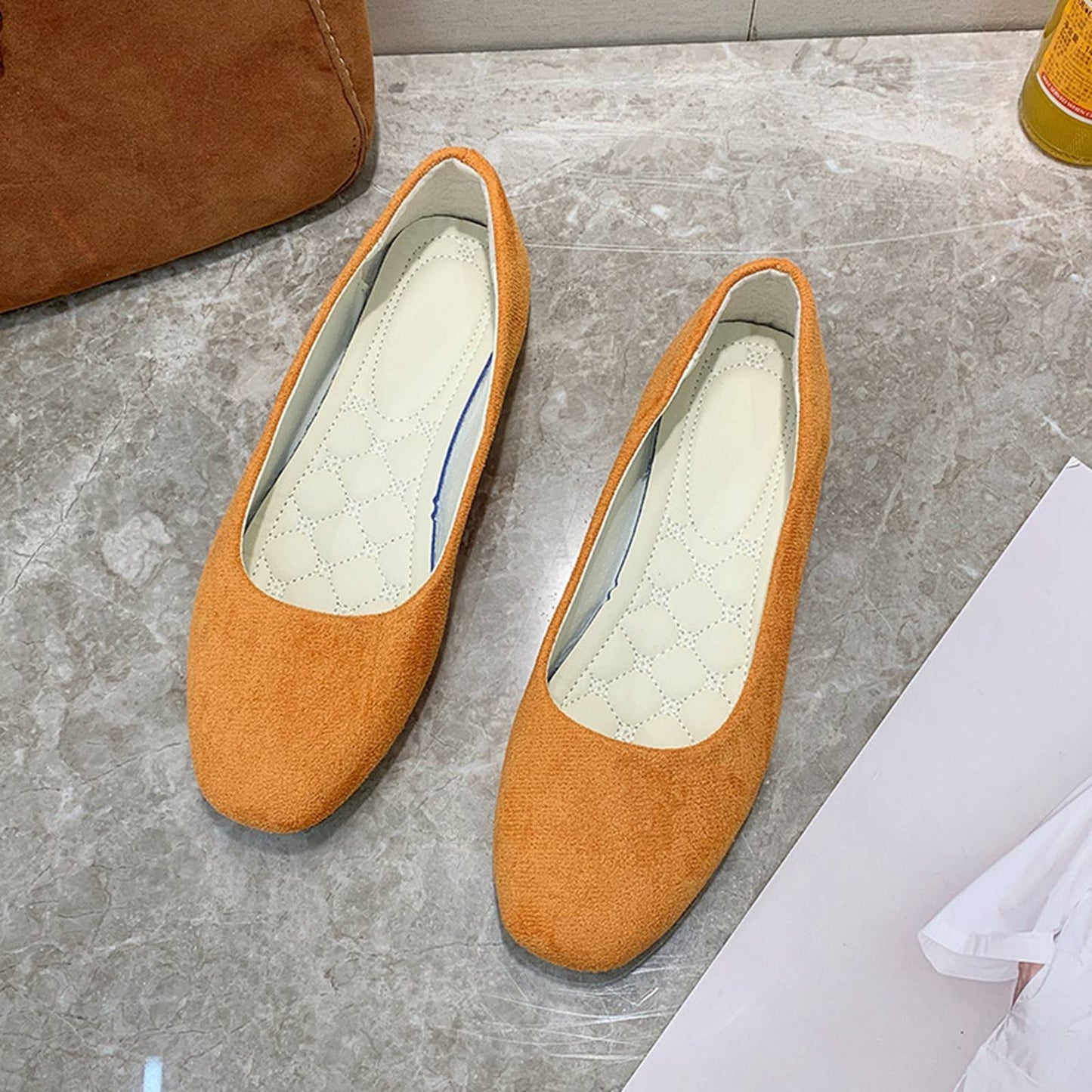 Woman Flats Casual Round Toe Cute Flats Flock Mocasines Ballerina Church Flats Female Suede Elegant Soft Sole Mom Shoes