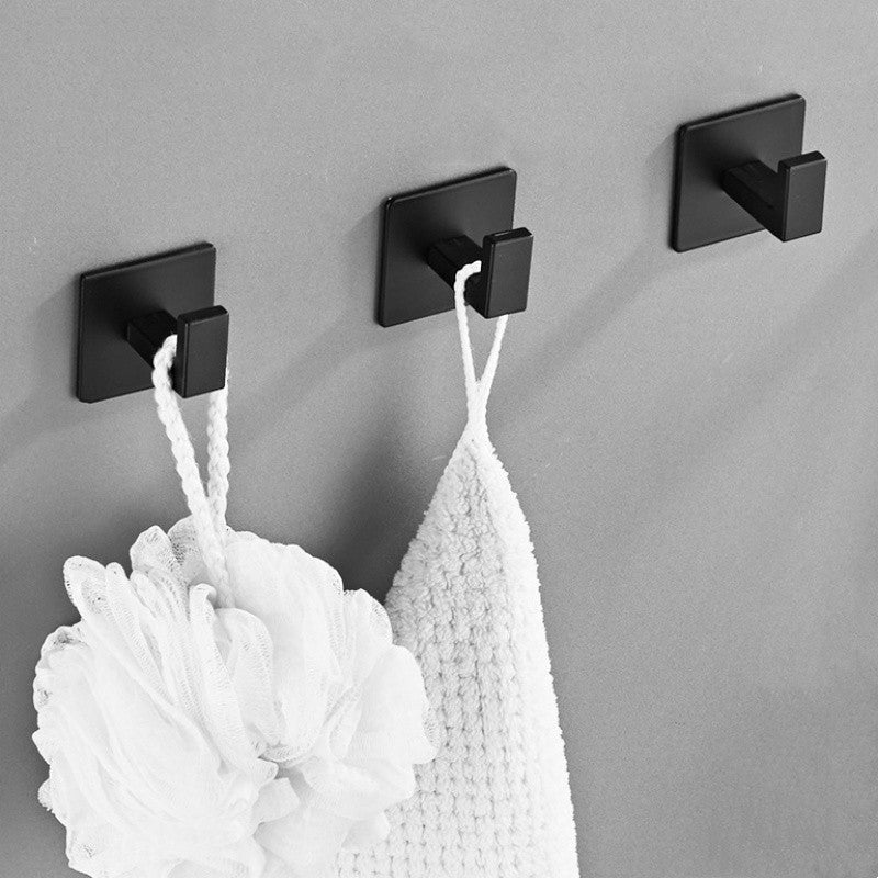 1-4pcs Bathroom Adhesive Wall Black Robe Hooks Towel Hook Coat Holder Keys Clothes Hanger Bathroom Kitchen Hardware Accessories