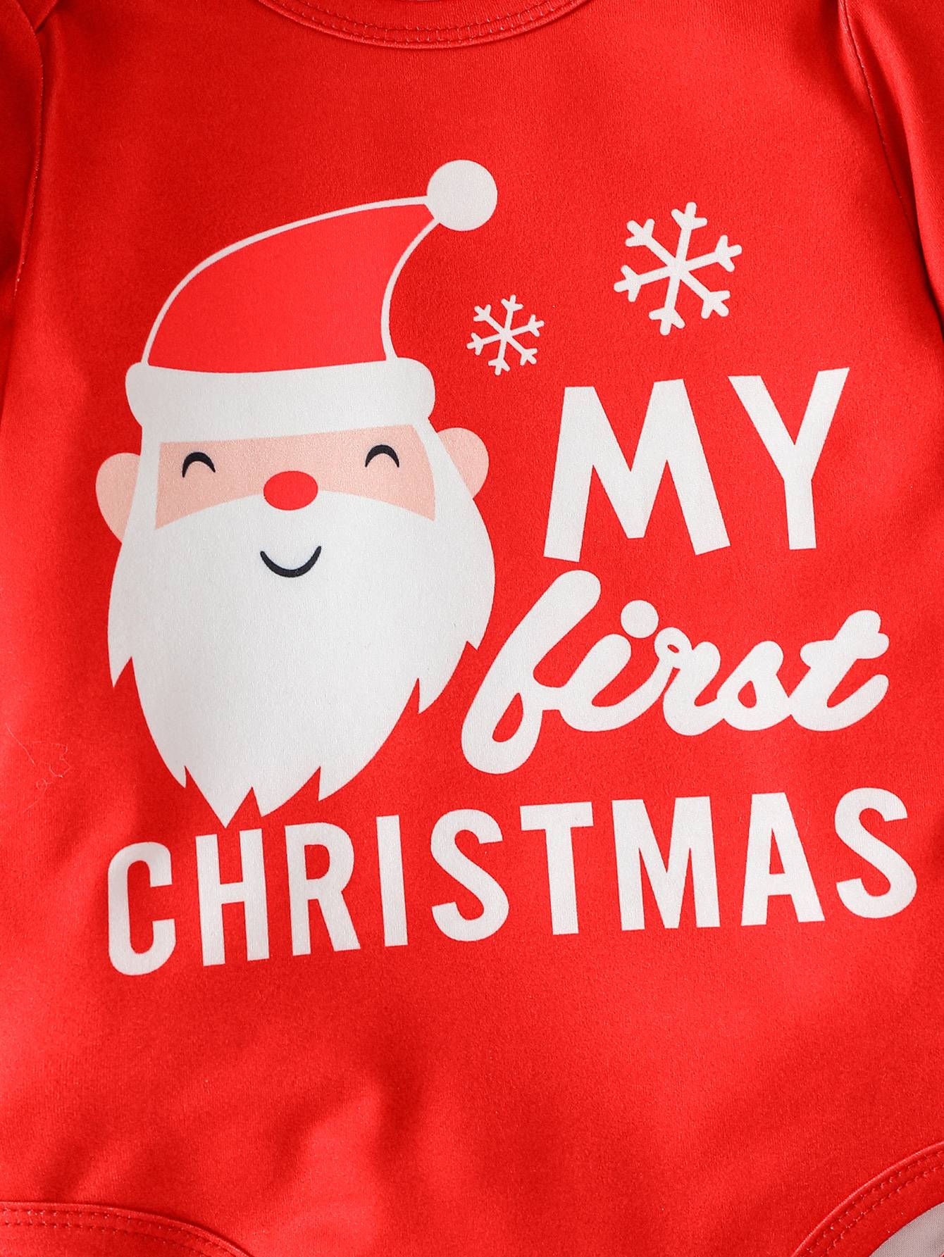 3Pcs My First Christmas Long Sleeve Baby Boys Girl Clothes Sets Newborn Clothing Toddler Autumn Unisex Suits Cute Clothes+Hat