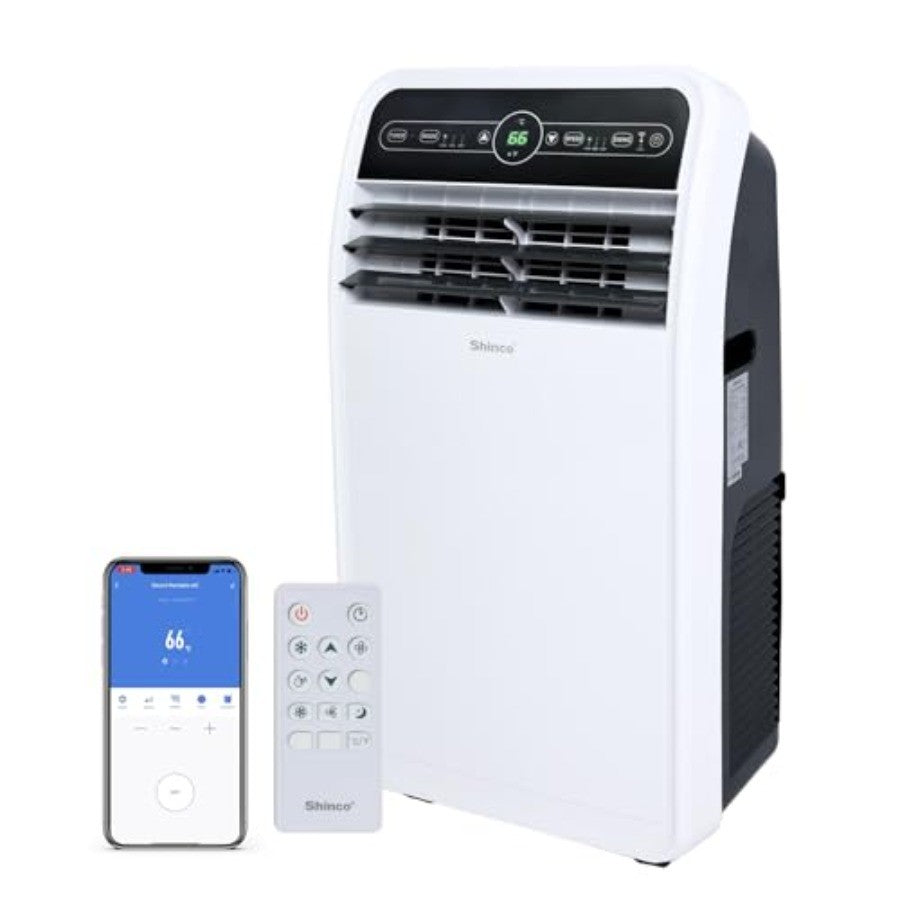 Ar Condicionado Portátil de 10.000 BTU com Modos de Refrigeração, Desumidificação e Ventilação Integrados para Ambientes de até 28m² com Controle Remoto e Wi-Fi
