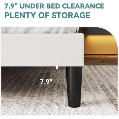 Cama Queen Size com Estrutura Plataforma, Cama Estofada em Veludo Moderna com Cabeceira Ajustável com Capitonê Vertical,