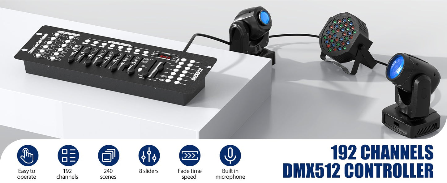 Somspot 192 DMX Controller DJ Equipment DMX 512 Grand Console Stage Lighting Controller For Par Light Moving Head Clubs Concerts