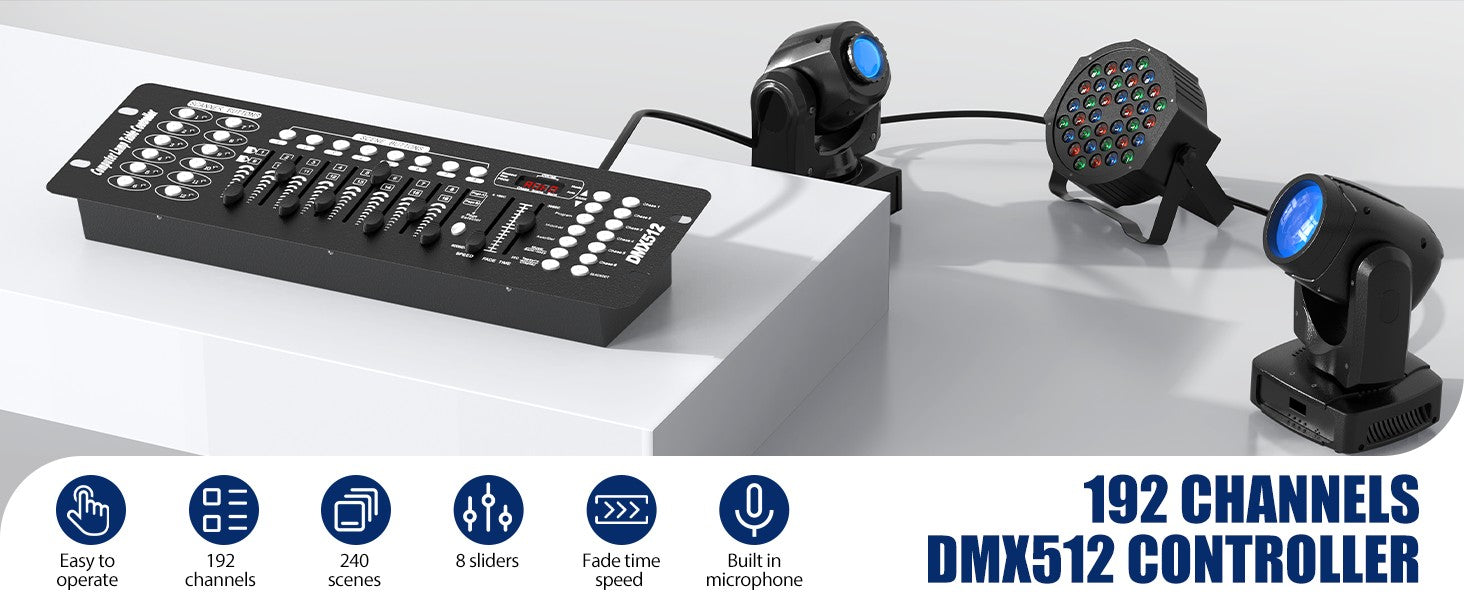 Somspot 192 DMX Controller DJ Equipment DMX 512 Grand Console Stage Lighting Controller For Par Light Moving Head Clubs Concerts