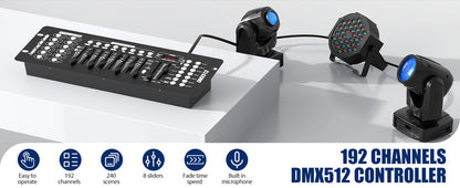 Somspot 192 DMX Controller DJ Equipment DMX 512 Grand Console Stage Lighting Controller For Par Light Moving Head Clubs Concerts
