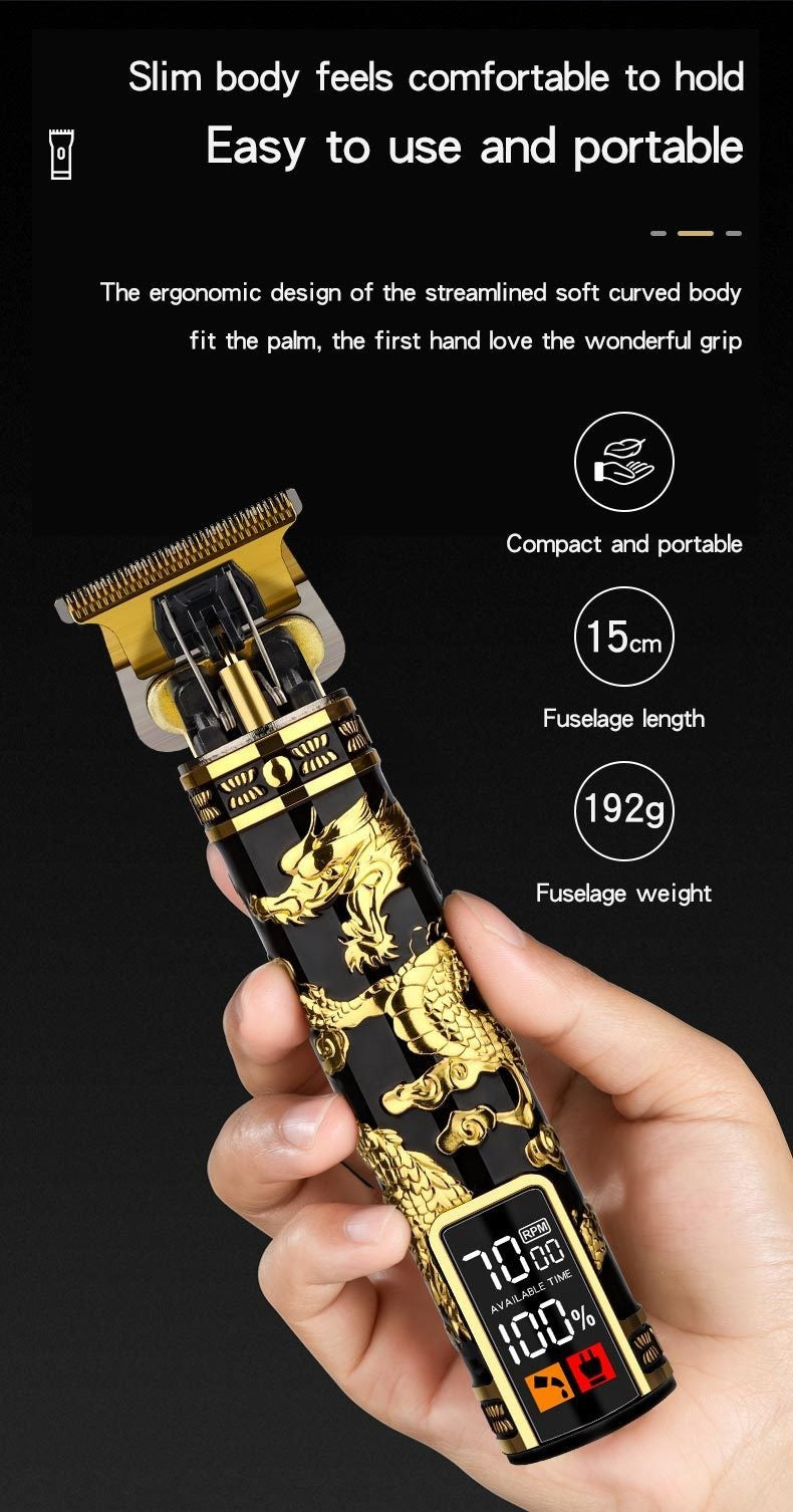 Electric Hair Clipper Professional Men's Hair Clipper LCD Display T-Blade Trimmer Zero Gap Cordless Rechargeable Men's Trimmer G
