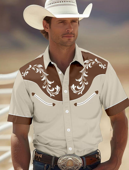 Floral western style Tribal Hawaiian shirts 3D Print Men's Summer Loose Beach Oversize Short-sleeved Top Men's Shirts For boy