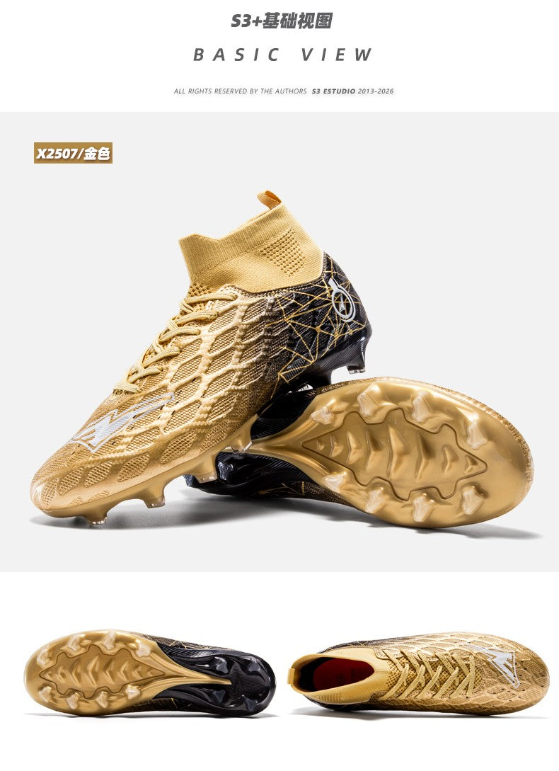 Men's High Top Soccer Shoes Long Spikes Football Shoes Professional Athletic Training Soccer Cleats Lightweight Football Cleat