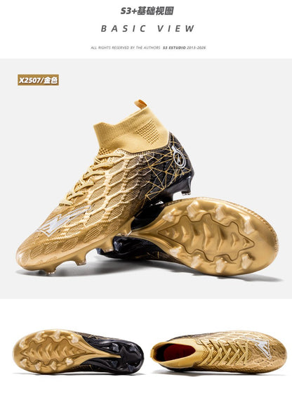 Men's High Top Soccer Shoes Long Spikes Football Shoes Professional Athletic Training Soccer Cleats Lightweight Football Cleat