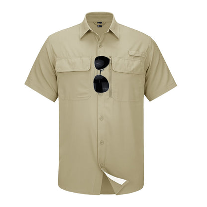 MAGCOMSEN Mesh Breathable Shirt Men's Quick Dry Button Short Sleeves UPF 50+ Sun Protection Hiking Fishing Work Cargo Shirts