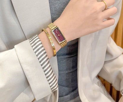 GEDI Square Watch Stainless Steel Gold Vintage Watches for Woman Luxury Elegant Waterproof Quartz Wristwatch Gifts Girlfriend