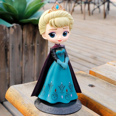 14-16cm Princesa Q Posket Branca de Neve Sereia Cinderela Bela Mulan Jasmine Sininho Aurora PVC Boneco de Ação Brinquedo Presentes para Crianças