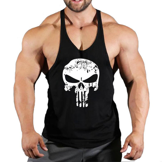 Skull Strong Print Clothing Bodybuilding Cotton Gym Tank Tops Men Sleeveless Und
