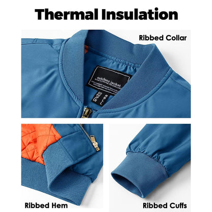 MAGCOMSEN Men's Aviator Jackets Thick Warm Orange Lining Bomber Jackets Fall Winter Casual Windproof Coats