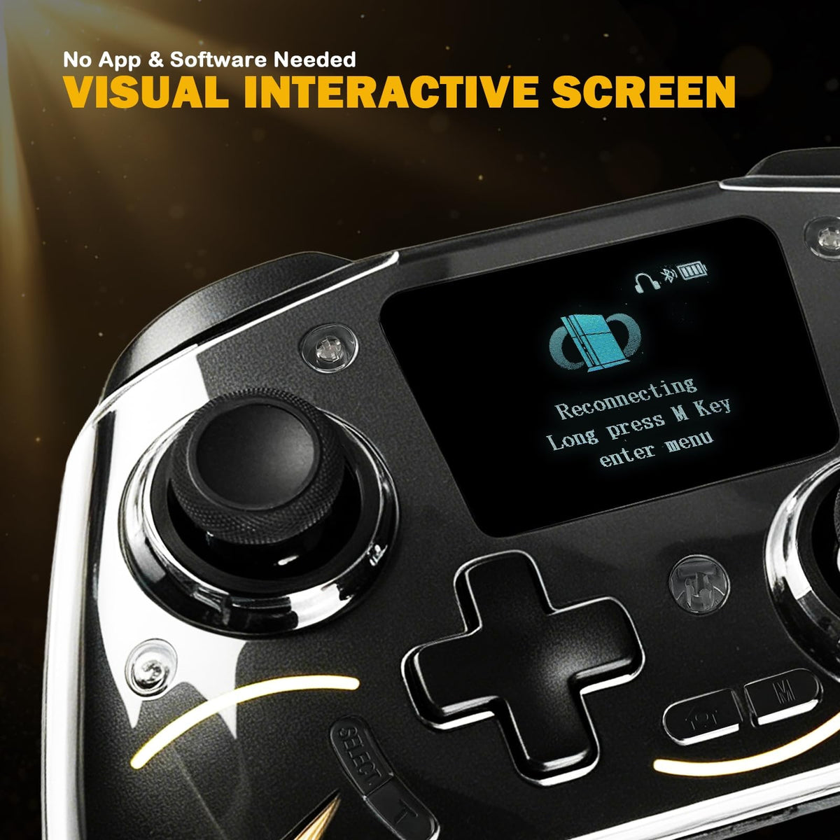 Smart Screen Wireless Game Controller, PS4 Gamepad with Display Hall Effect Joystick Trigger For IOS Andriod Table Steam Switch