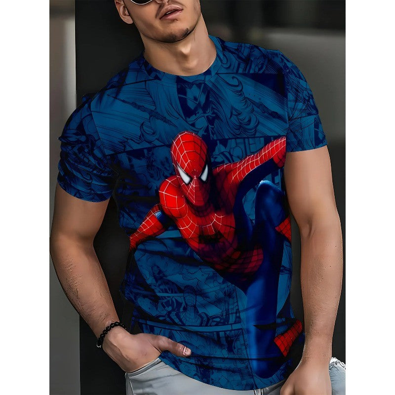 Men Marvel Spider-Man Graphic T-Shirt Spider Design Casual Summer Tops Spiderman Print Superhero Clothes  Spiderman T Shirt