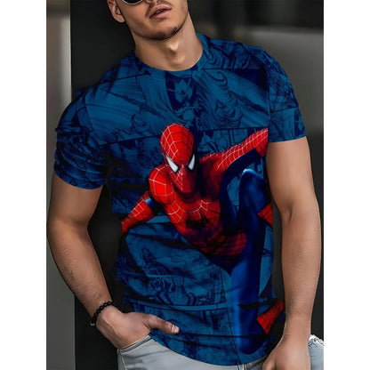 Men Marvel Spider-Man Graphic T-Shirt Spider Design Casual Summer Tops Spiderman Print Superhero Clothes  Spiderman T Shirt