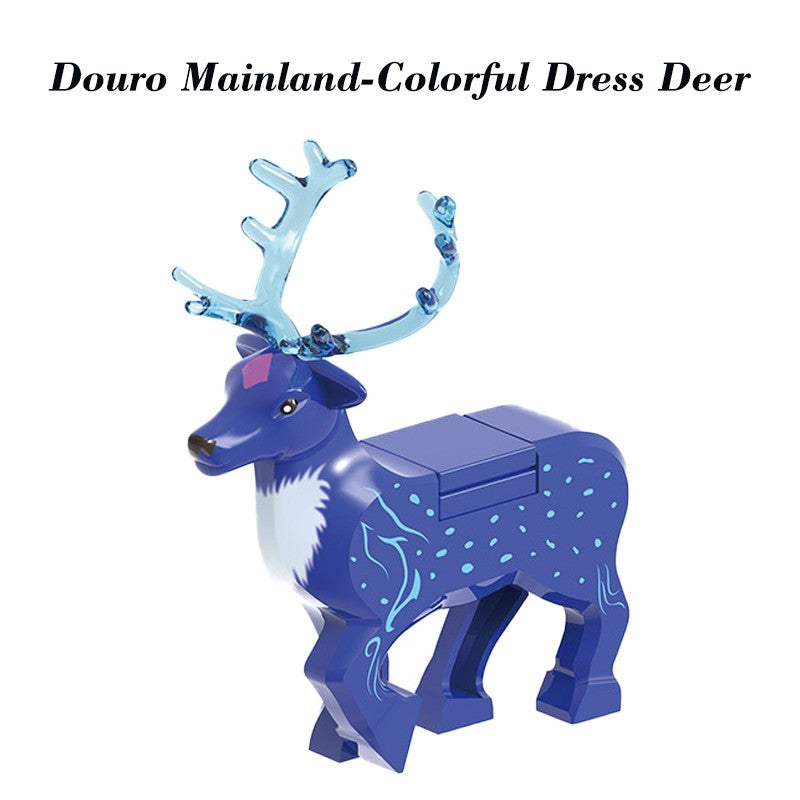 Hot Christmas Animals Deer Building Blocks Farm Scene Zoo City View Elk Reindeer Sled Figures Sika Deer Bricks Girl Boy Toy Gift