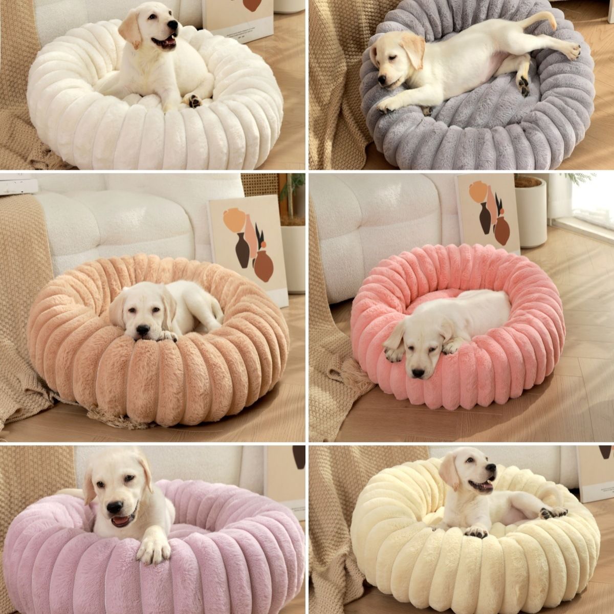 Cama Redonda para Cães Grandes, Cama Sofá Quente de Inverno Lavável para Gatos e Cães Grandes Disponível para Todas as Estações