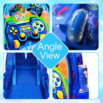 Mochila de Rodinhas 3 Peças para Meninos, Mochila Escolar com Rodinhas para Crianças, Mochila Escolar com Rodinhas Gamer para Pré-escola e Ensino Fundamental