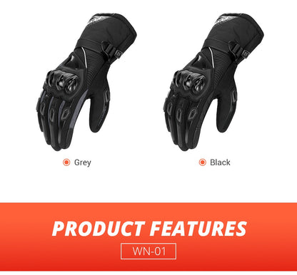 Luvas de motocicleta de inverno impermeáveis quentes masculinas dedo completo luvas de moto tela sensível ao toque para pilotagem de motocicleta