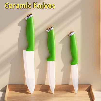 Faca de Cerâmica 4 5 6 Polegadas Conjunto de Facas de Cozinha Lâmina Branca Chef Utilitária Descascar Vegetais Fatiar Facas de Cerâmica Acessórios de Cozinha