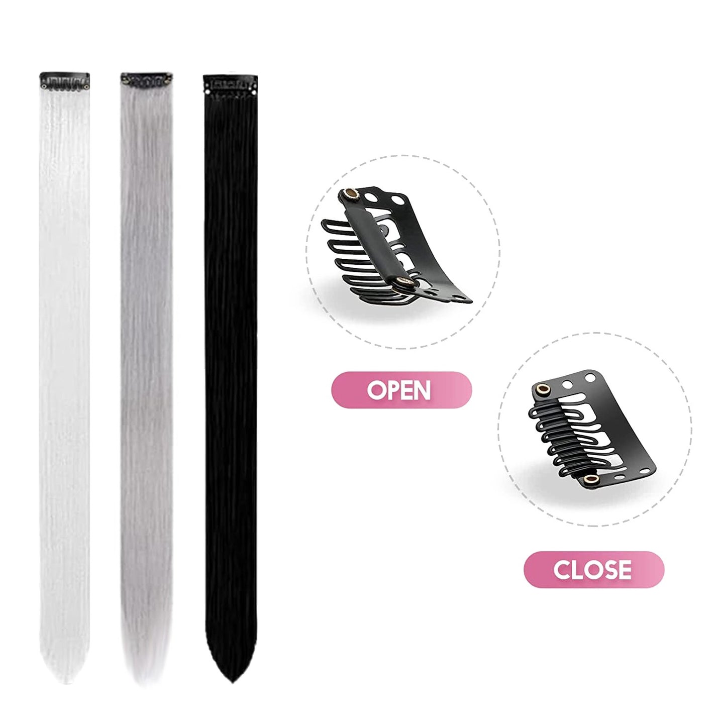 8 Pacotes de Extensões de Cabelo Sintético Coloridas 22 Polegadas Lisas Clip-In para Festas Natal Black Friday K-pop Presente de Ano Novo Cabelo