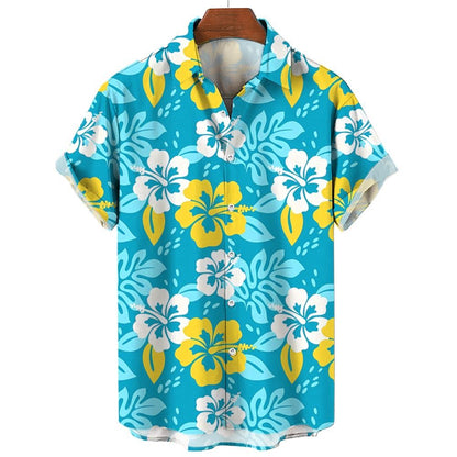 Men's Shirt Summer New Hawaiian Shirt Casual Shirt Beach Shirt Short Sleeve Flower Plant Lapel Hawaiian Holiday Clothing Apparel