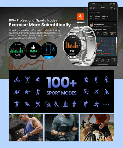 Smartwatch HAYLOU Solar 5 com Chamada de Voz, Tela AMOLED de 1,58'', 60Hz, Monitoramento de Saúde 24 Horas, Smartwatch Esportivo para Homens