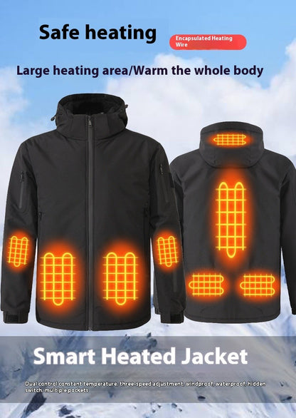 Smart Graphene Heating Jacket Outdoor Unisex Fleece Lined Electric USB Warmth Motorcycle Rider Vest Cycling Traveling Jacket