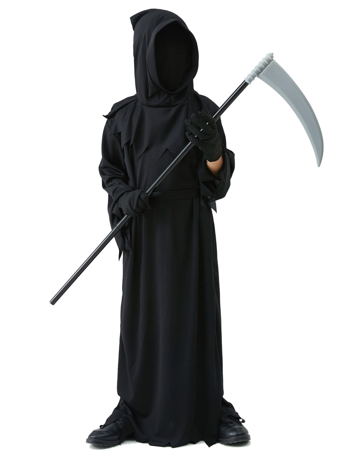 Halloween Grim Reaper Horror Costume Black Hooded Spooky Ghost Robe Dress Up Costume Adult Cosplay Mask Scythe Prop Party