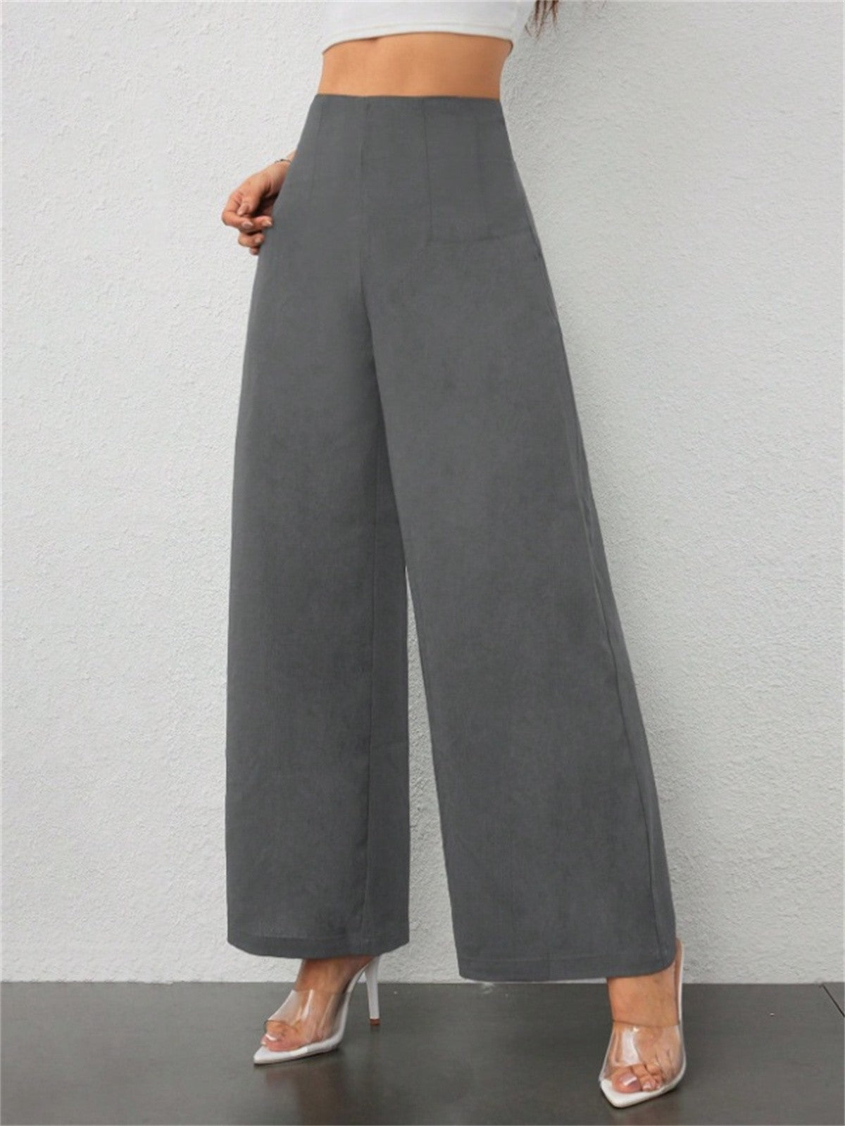Women Elegant Wide Leg Pant 2025 Fashion New In High Waist Solid Trousers Office Lady French Pants Female Casual Street Clothing
