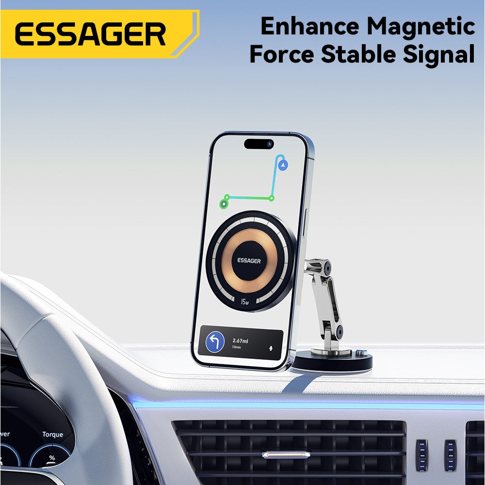 Suporte para Celular Magnético Sem Fio Essager 15W Carregamento Rápido Fácil de Colar para Magsafe iPhone 15 14 13 Pro Max