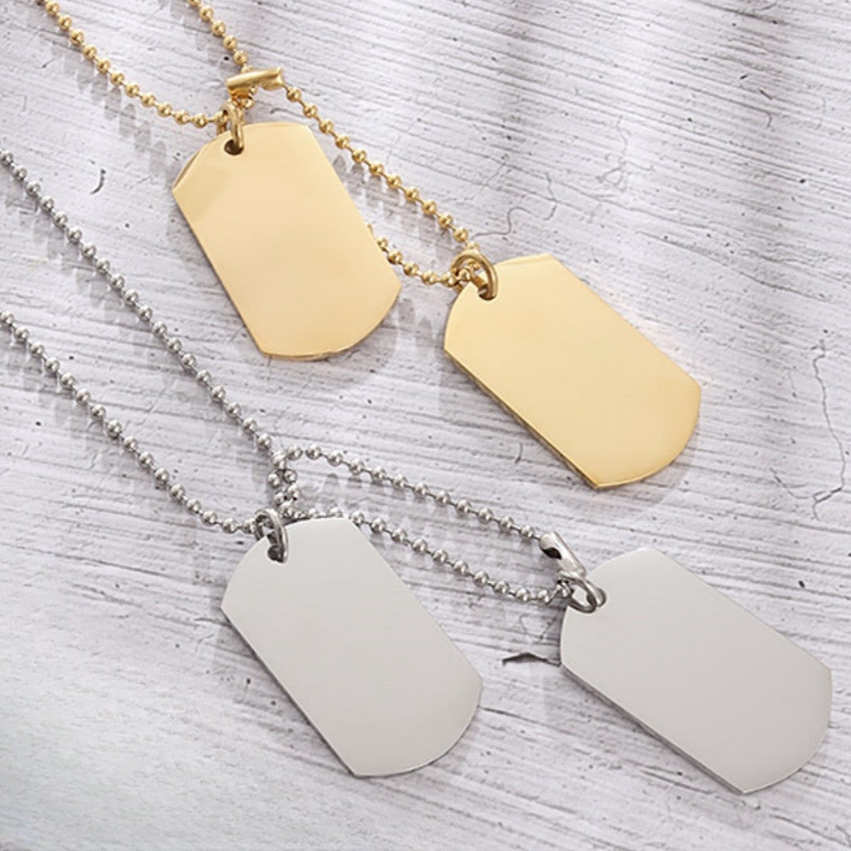 Colar Masculino Dog Tag Militar Retangular Duplo Aço Inoxidável Titânio Joia de Exército Masculino Presente