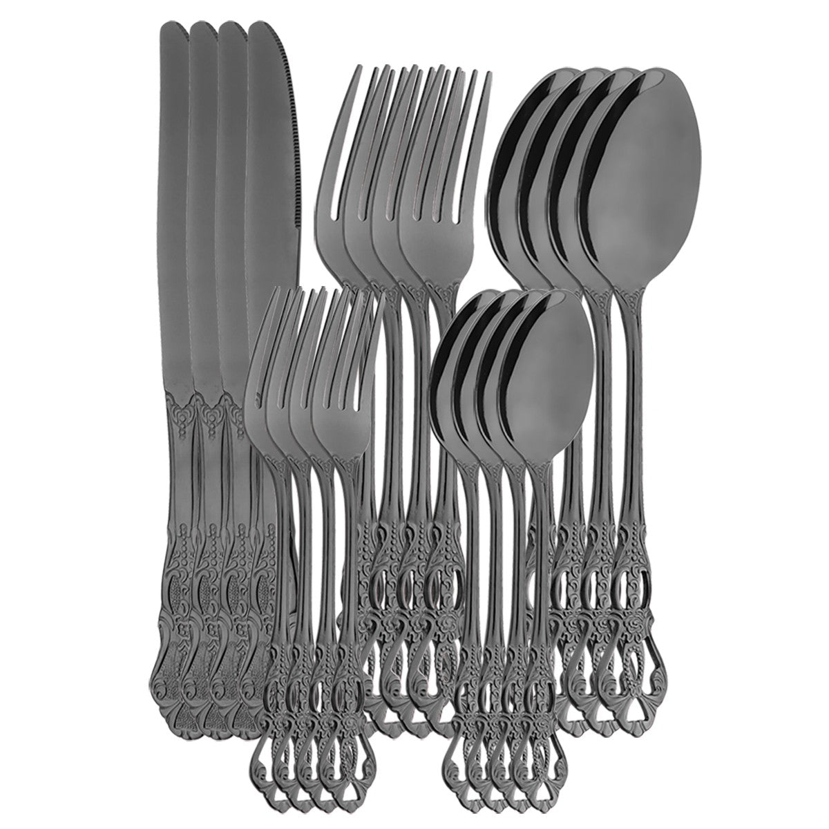Conjunto de Talheres de Alta Qualidade Faca Garfo Colher de Sobremesa Louça Colorida Conjunto de Talheres de Aço Inoxidável Talheres de Mesa de Cozinha