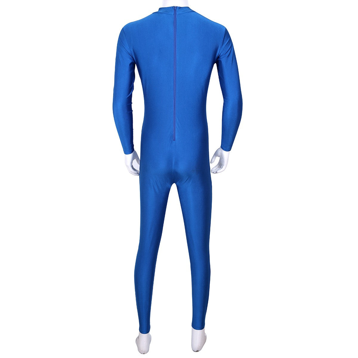 Mens Full Body Spandex Zentai Suit Black Long Sleeve Unitard Adult Zipper Back Footless Ballet Dancewear Bodysuit Costumes