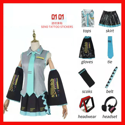 Anime Character Performance Clothes Hatsune Miku MIKU Anime Clothes Cosplay Clothes JK Skirt Same Suit Wig Accessories Halloween