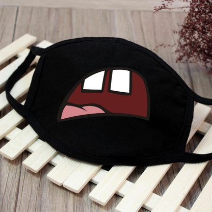 1PCS Black Mouth Mask Big Size Stop Air Pollution Home Cartoon Lovely Cotton Funny Teeth Masks Keep Warm Mouth Muffle Respirator