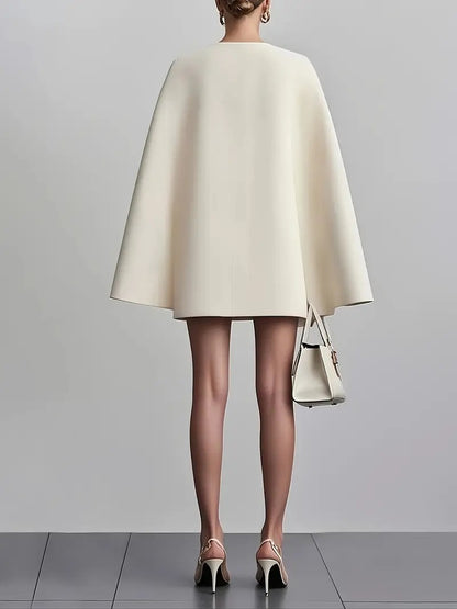 Autumn commuting double-breasted shawl cloak solid colour suit dress women's clothing