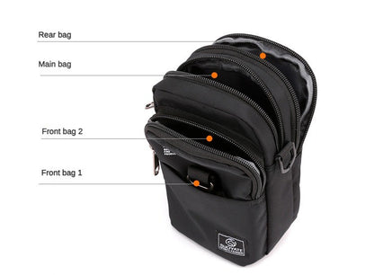Fashion 3 Layers Men Small Shoulder Bag High Quality Durable Nylon Male Handbag Portable Messenger Bag Flap Mini Waist Bag