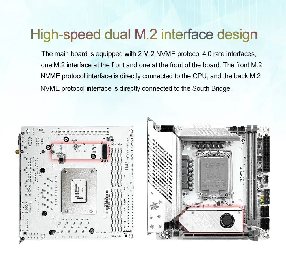 JGINYUE B760i Motherboard LGA 1700 Support Intel Core 12th 13th DDR5 Memory RAM Latest mini itx B760i-Snow Dream D5