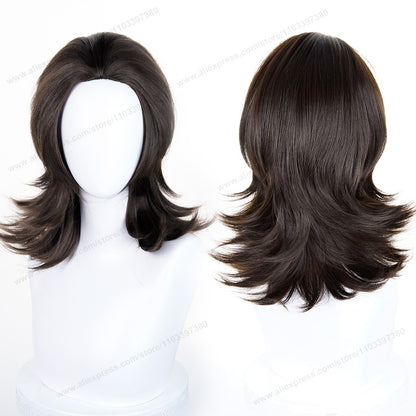 Anime 45cm Universal Cosplay Wig with Enlarged Scalp Free Parting Black White Yellow Man Women Heat Resistant Synthetic Hair