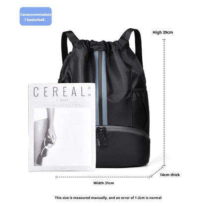 [Mochila Esportiva de Yoga e Fitness] Mochila Esportiva com Cordão de Grande Capacidade - Bolsa de Basquete e Futebol para Esportes ao Ar Livre
