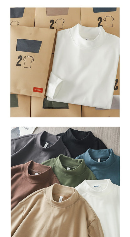 DUKEEN Dralon Mock-Neck Undershirts for Men Winter Long-Sleeve Warm Solid Color Thermal Underwear Top Heavyweight Men's Clothing