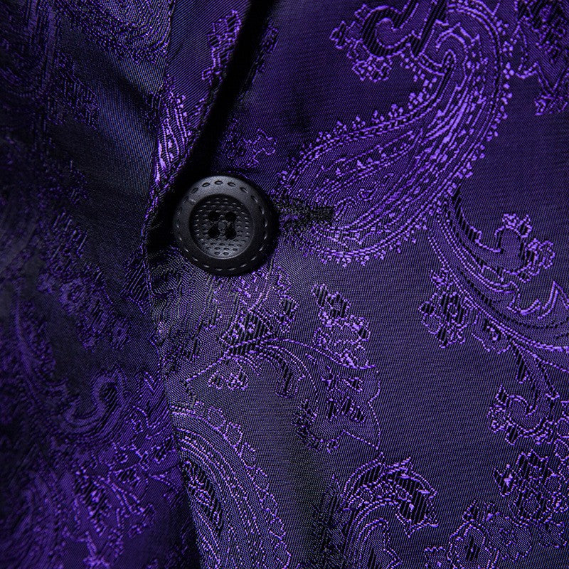 Multi Colors Men's Suit Palace Style Dark Pattern Design and Fashionable One Button Buckle Slim Fit Blazer Mujer Clothing