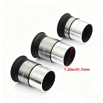 Acessórios para Telescópio Astronômico Ocular PL de 1,25 polegadas 4/10/20/25mm Lente Ótica Revestimento Banda Larga Multicamadas Filme Verde Metal